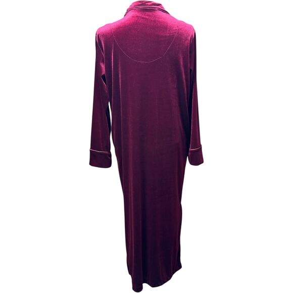 Lauren Ralph Lauren Long Velour Robe Full Zip Burgundy Small - Picture 5 of 7